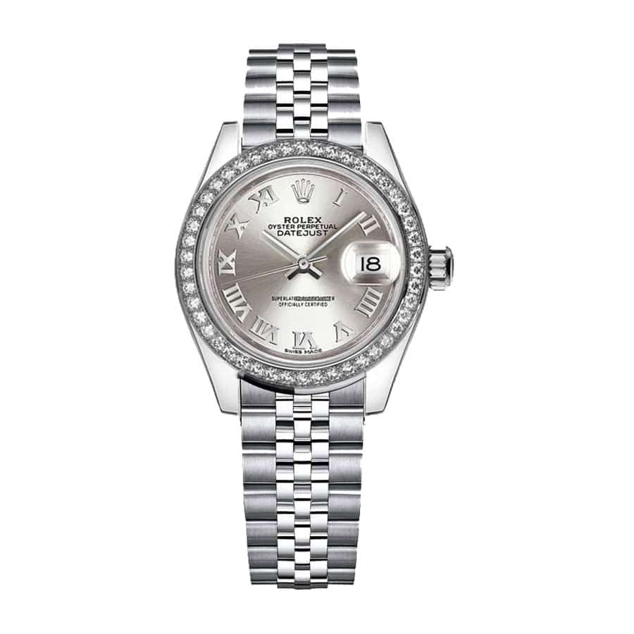 Grey Diamond Dial Platinum 28mm Lady