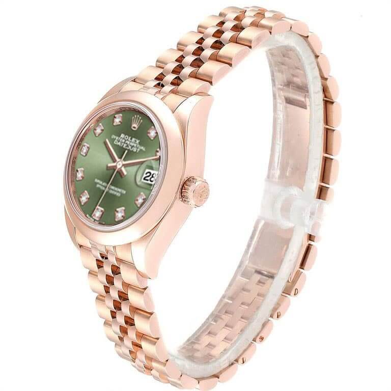 Diamond Markings Fluted Bezel Yellow Gold 28mm Lady