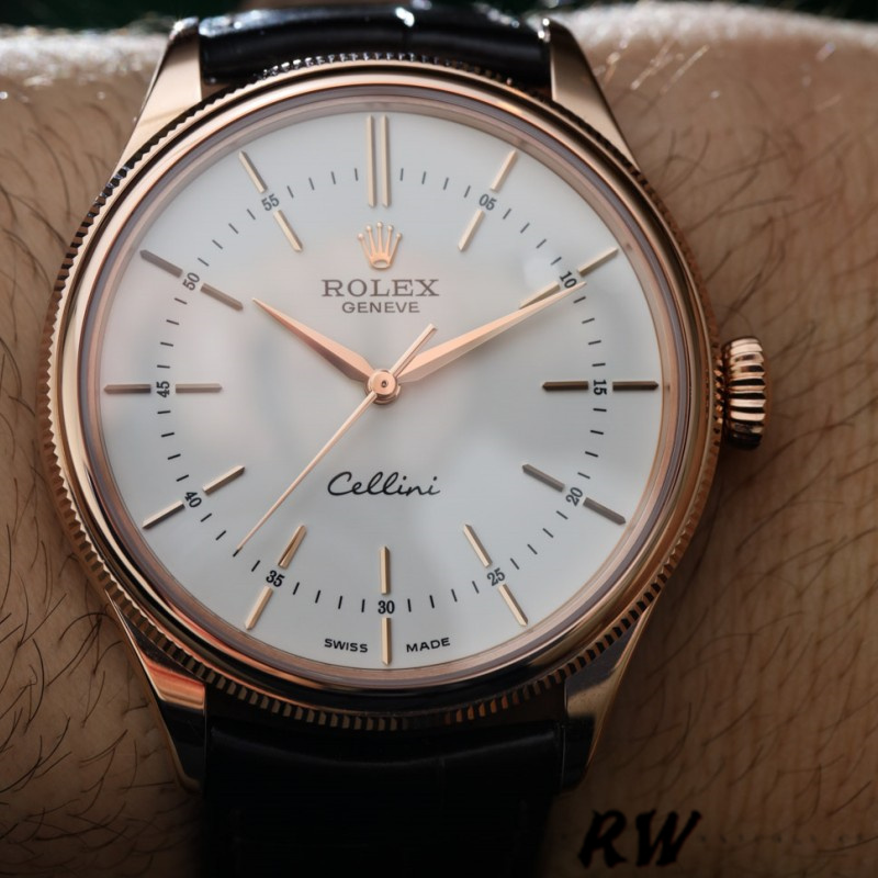 White Dial Black Leather Strap