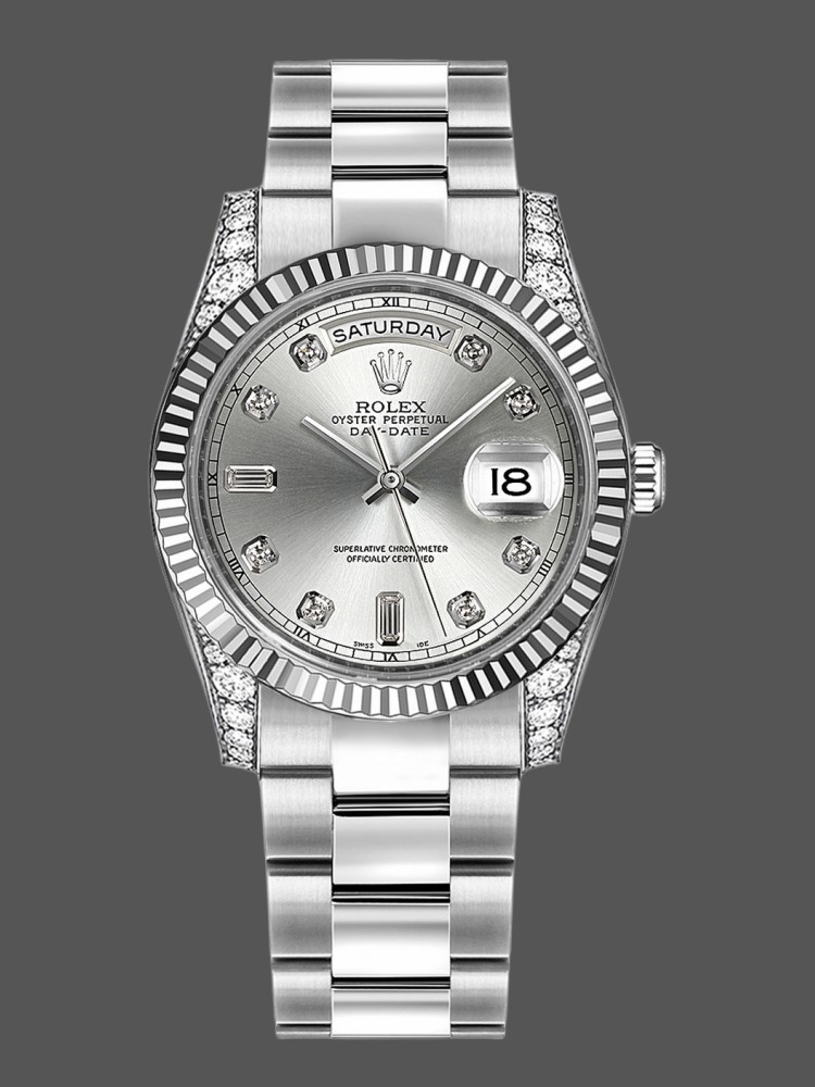 Silver Dial Fluted Bezel Date