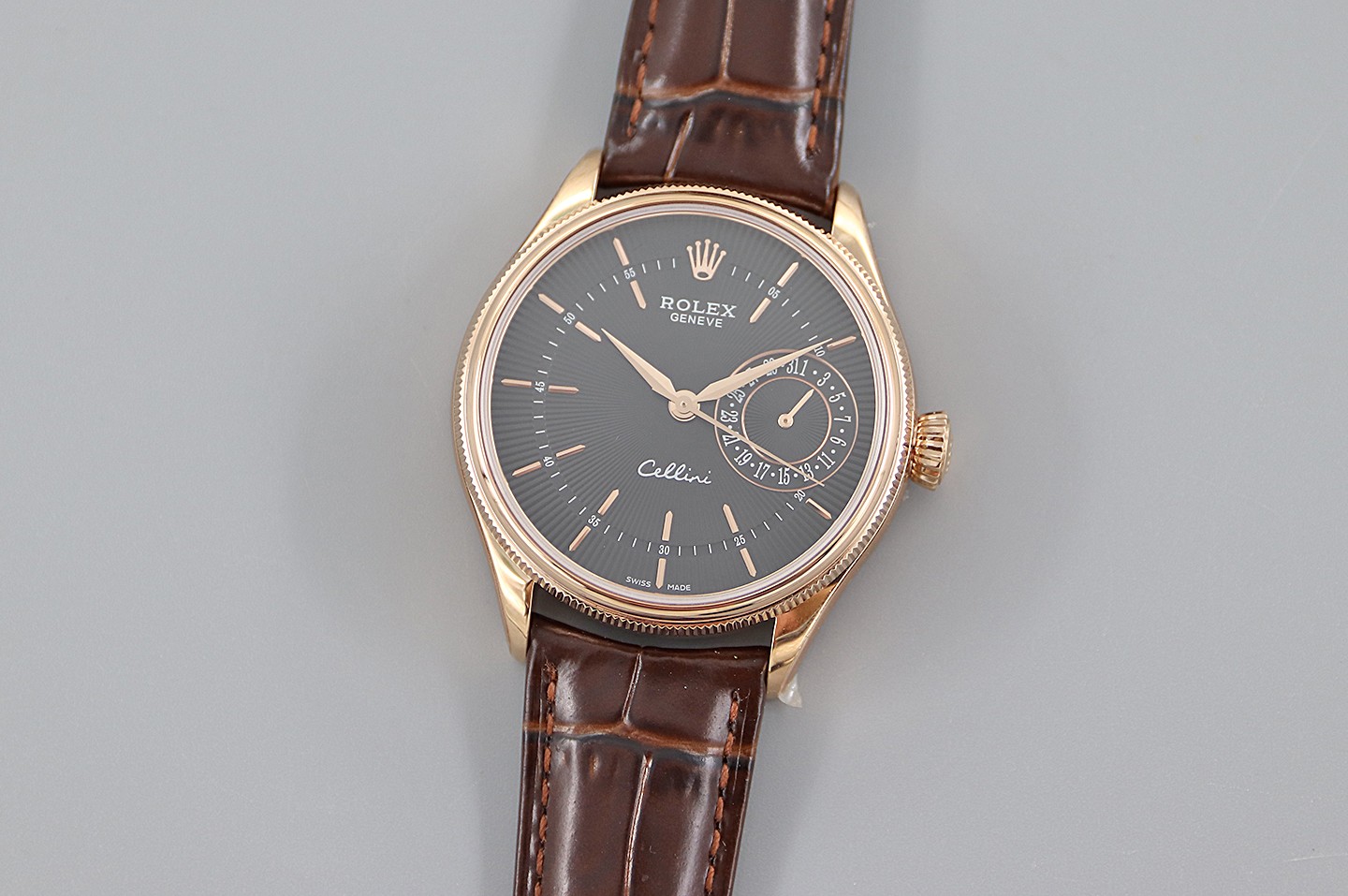 Brown Leather Black Index Dial