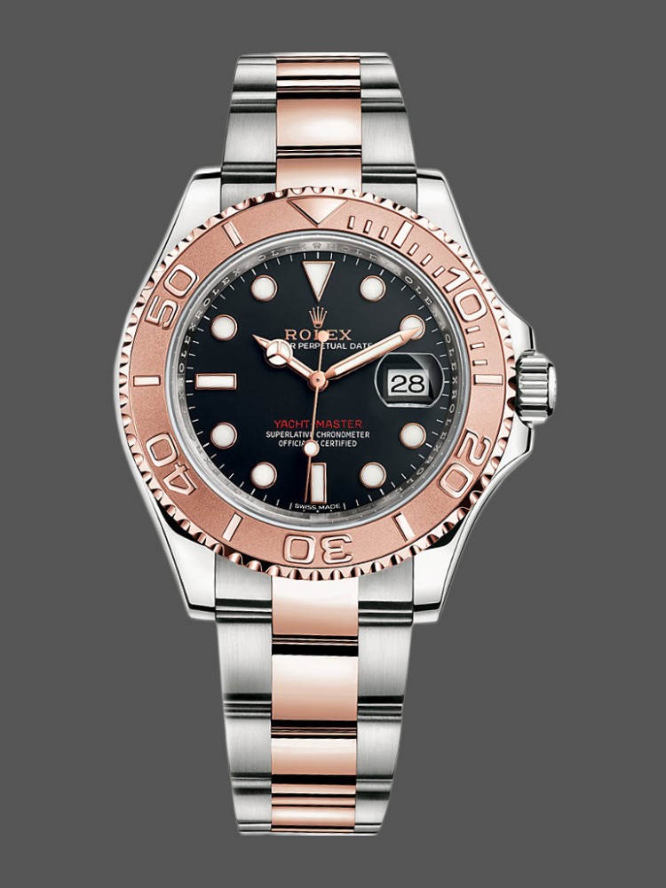 Black Dial Rose Gold Steel Sport Chronograph 40mm Mens