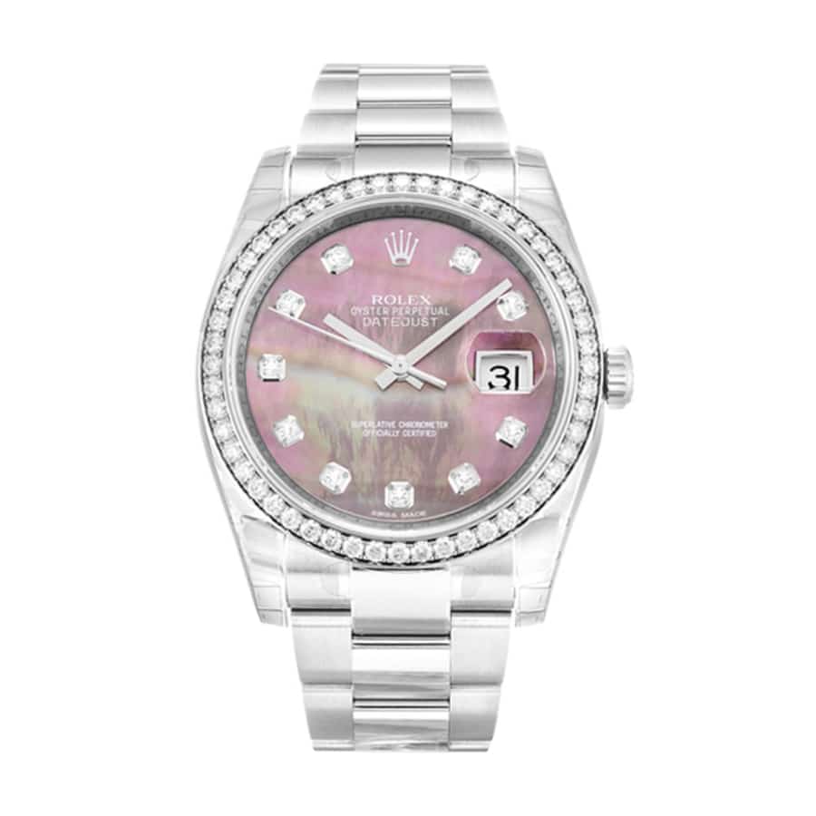 Pink Dial Diamond Bezel Yellow Gold 28mm Lady