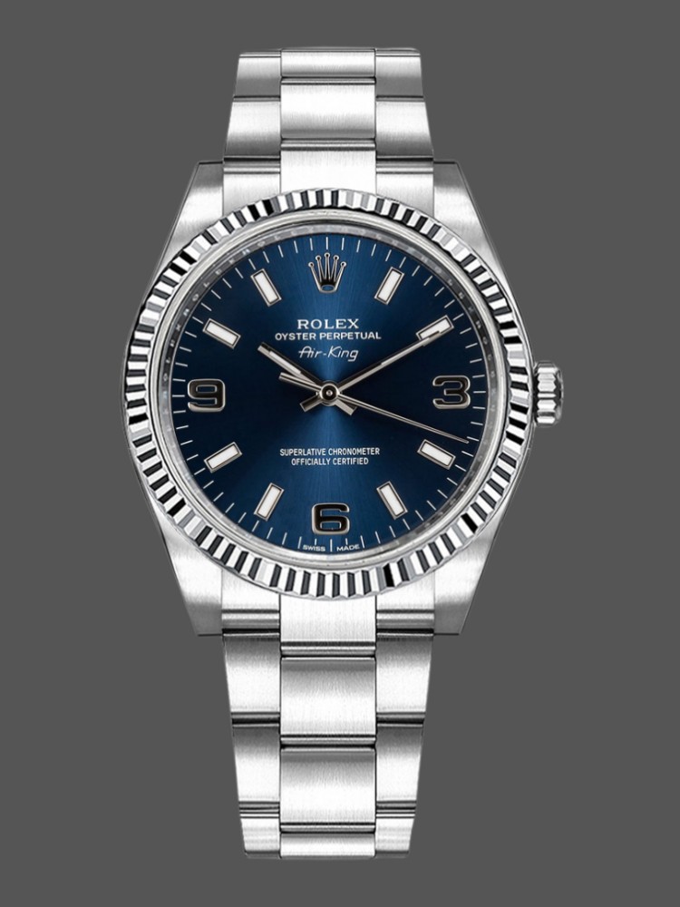 Blue Dial Grooved Bezel Aviation Style 34mm Unisex