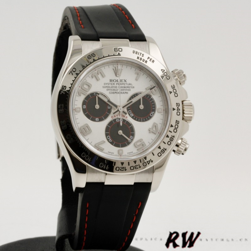 Panda Dial Black Rubber Strap Chronograph 40mm Mens