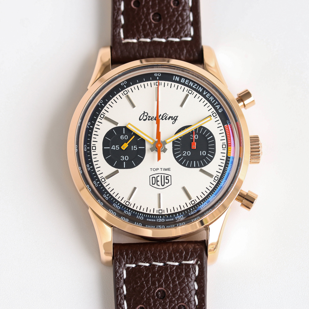 Vintage Racing Chronograph | 42mm Rose Gold-Toned Case Black Ring