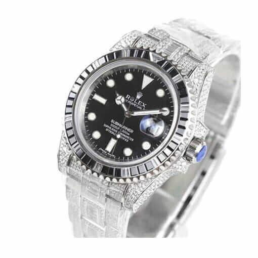 Full Diamond Dial Black Ceramic 41mm Men
