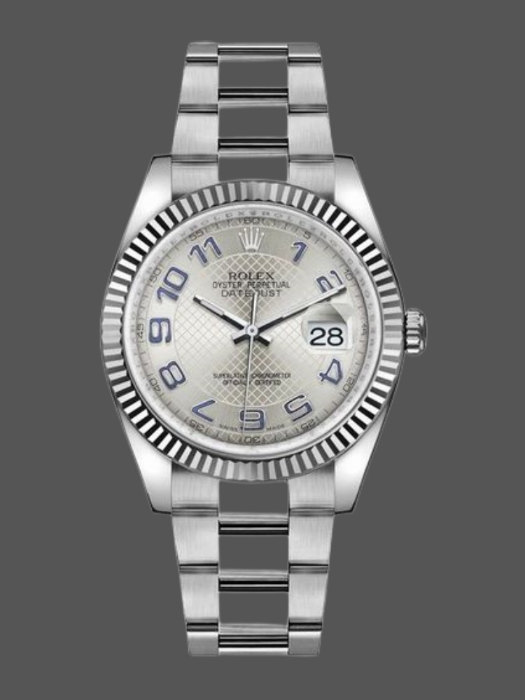 Silver Dial Grooved Bezel Date 36mm Unisex
