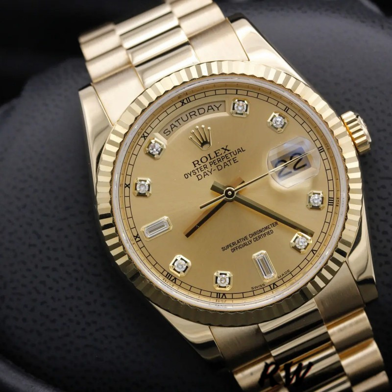 Yellow Gold Diamond Champagne Dial Date