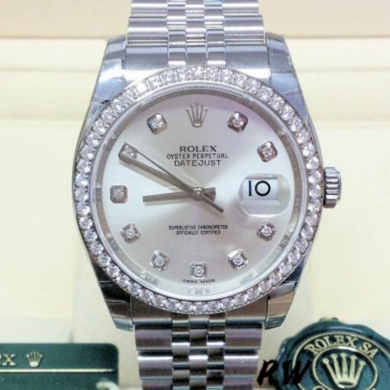 Silver Dial Diamond Markers Date Display 36mm Lady