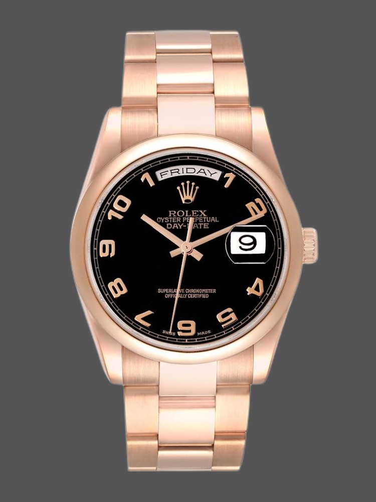 Black Dial Rose Gold Date 36mm Unisex