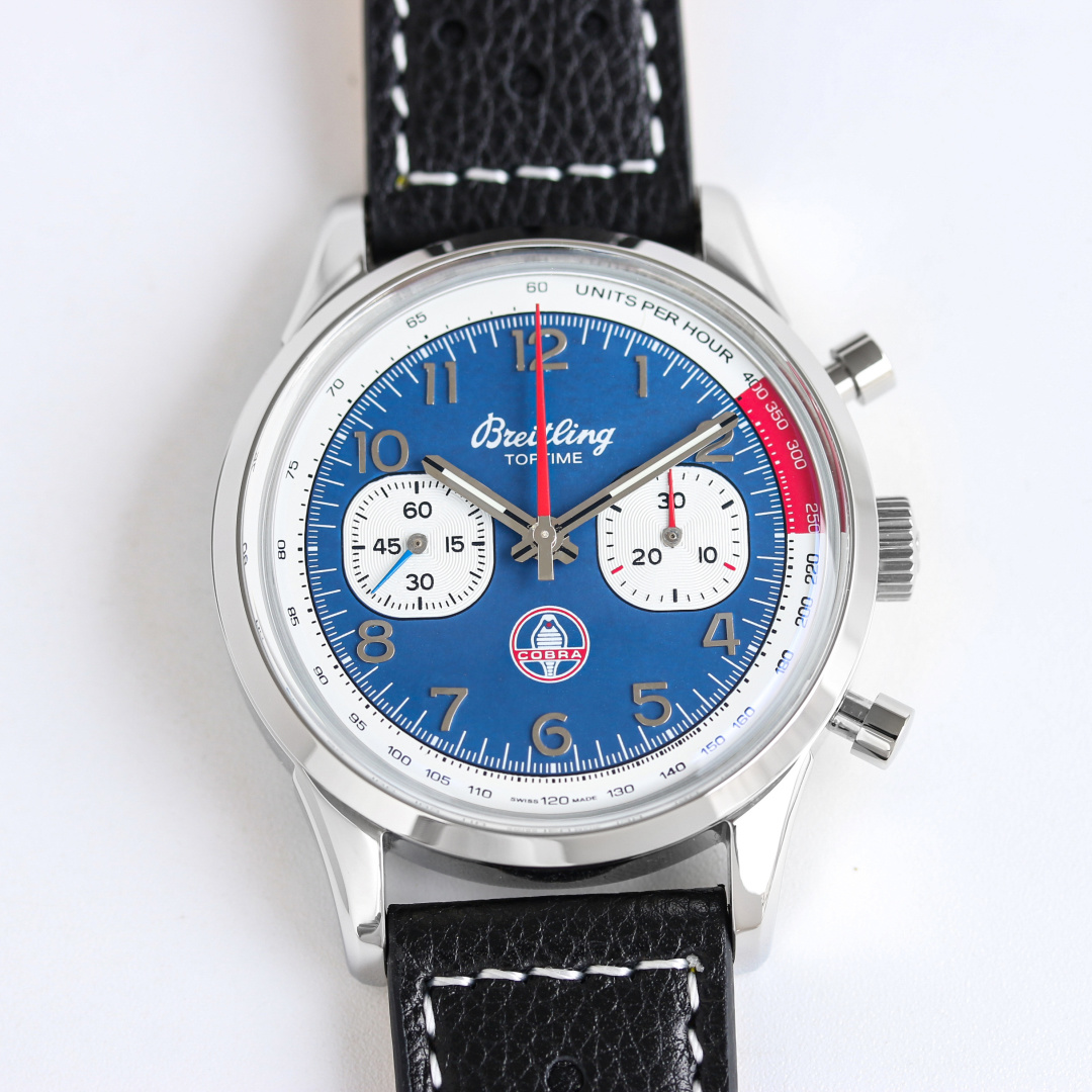 Vintage Racing Chronograph | 42mm Stainless Steel Case Racing Blue Arabic Two-Register