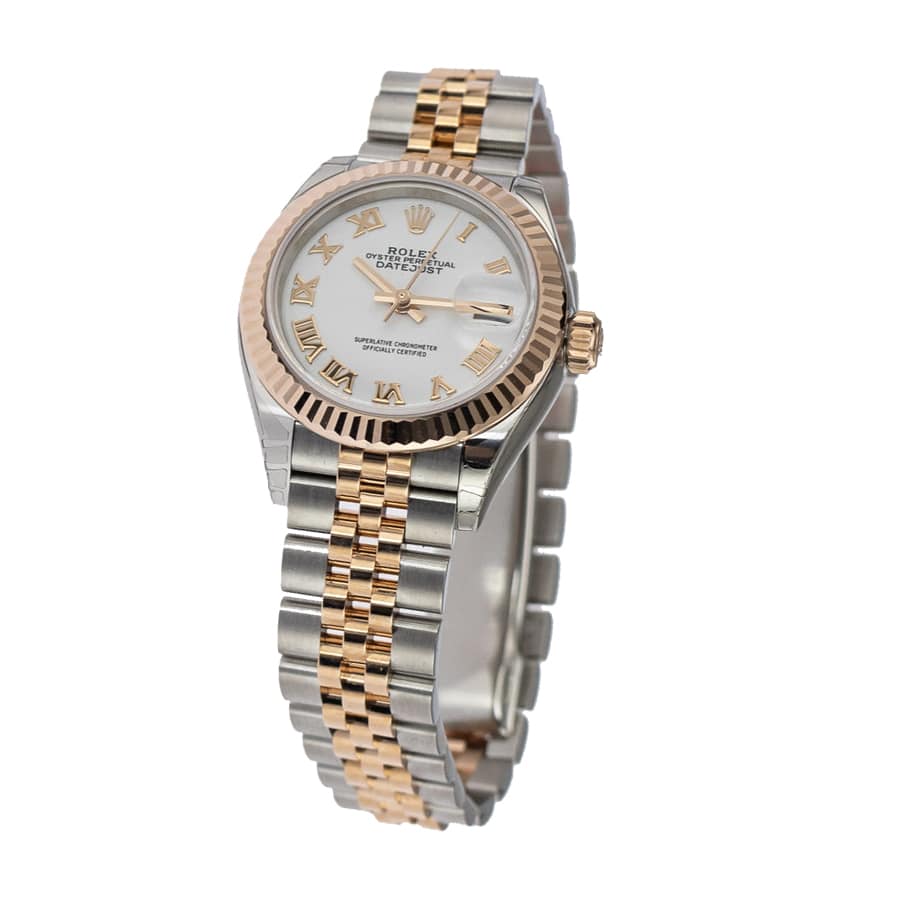 White Dial Fluted Bezel Yellow Gold 28mm Lady
