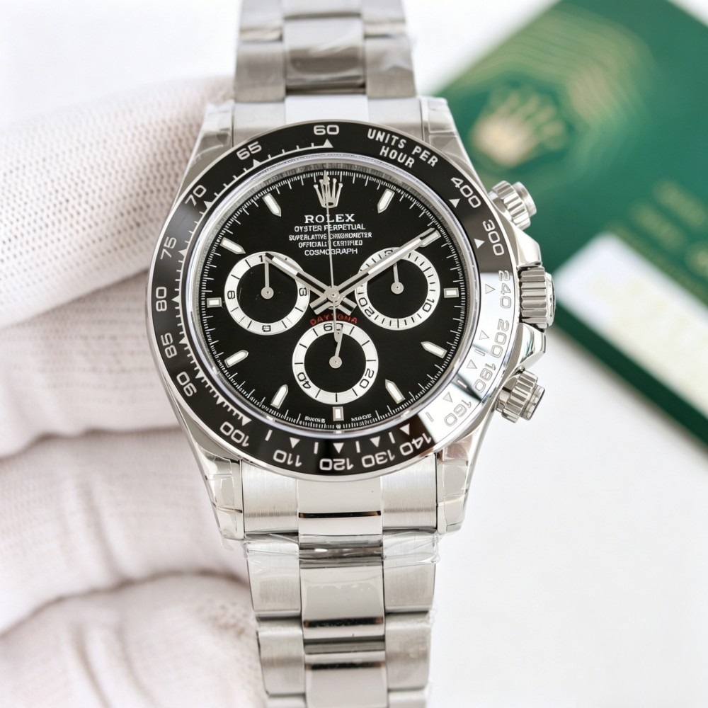 Black Dial Racing Chronograph 40mm | White Contrast Sub-Dials | Ceramic Bezel