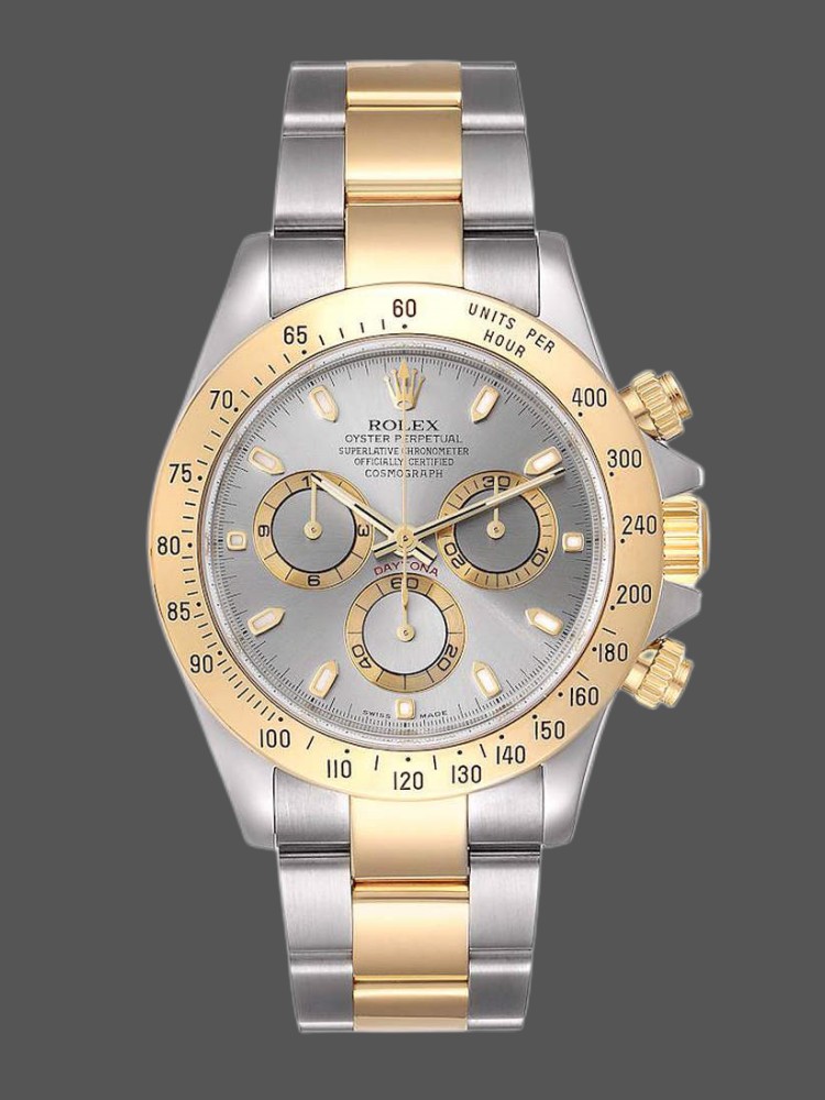 Gray Slate Dial Two Tone Chronograph 40mm Mens