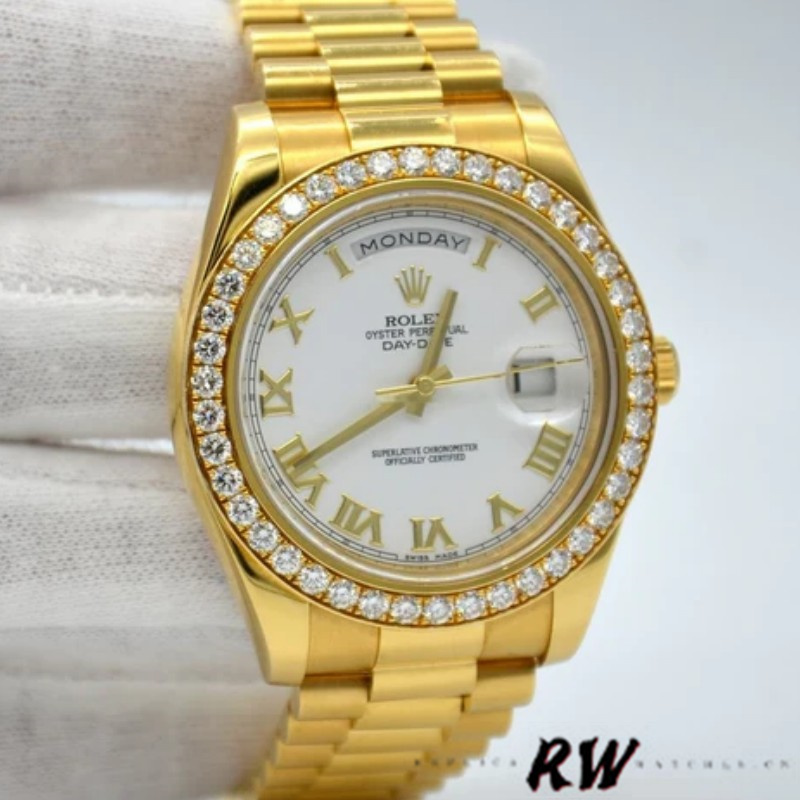 White Roman Numeral Dial Yellow Gold Date