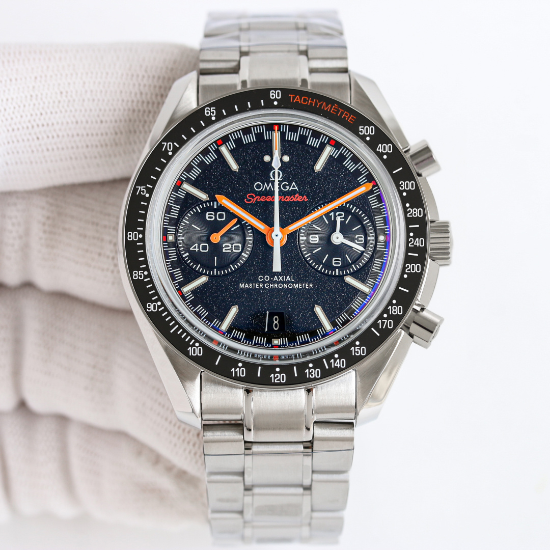 Textured Black Racing Chronograph | Precision Metallic Tachymeter & Orange Accents