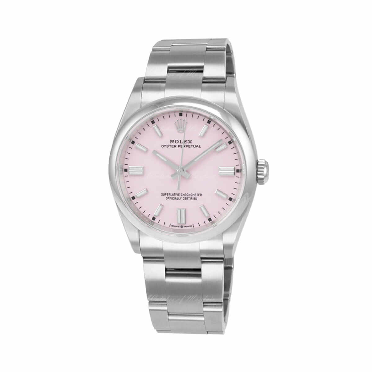 Pink Dial Stainless Steel 39mm Men