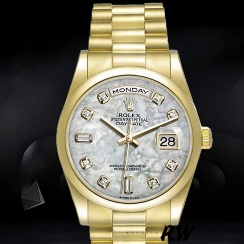 Meteorite Grey Diamond Dial Yellow Gold Date 36mm Unisex