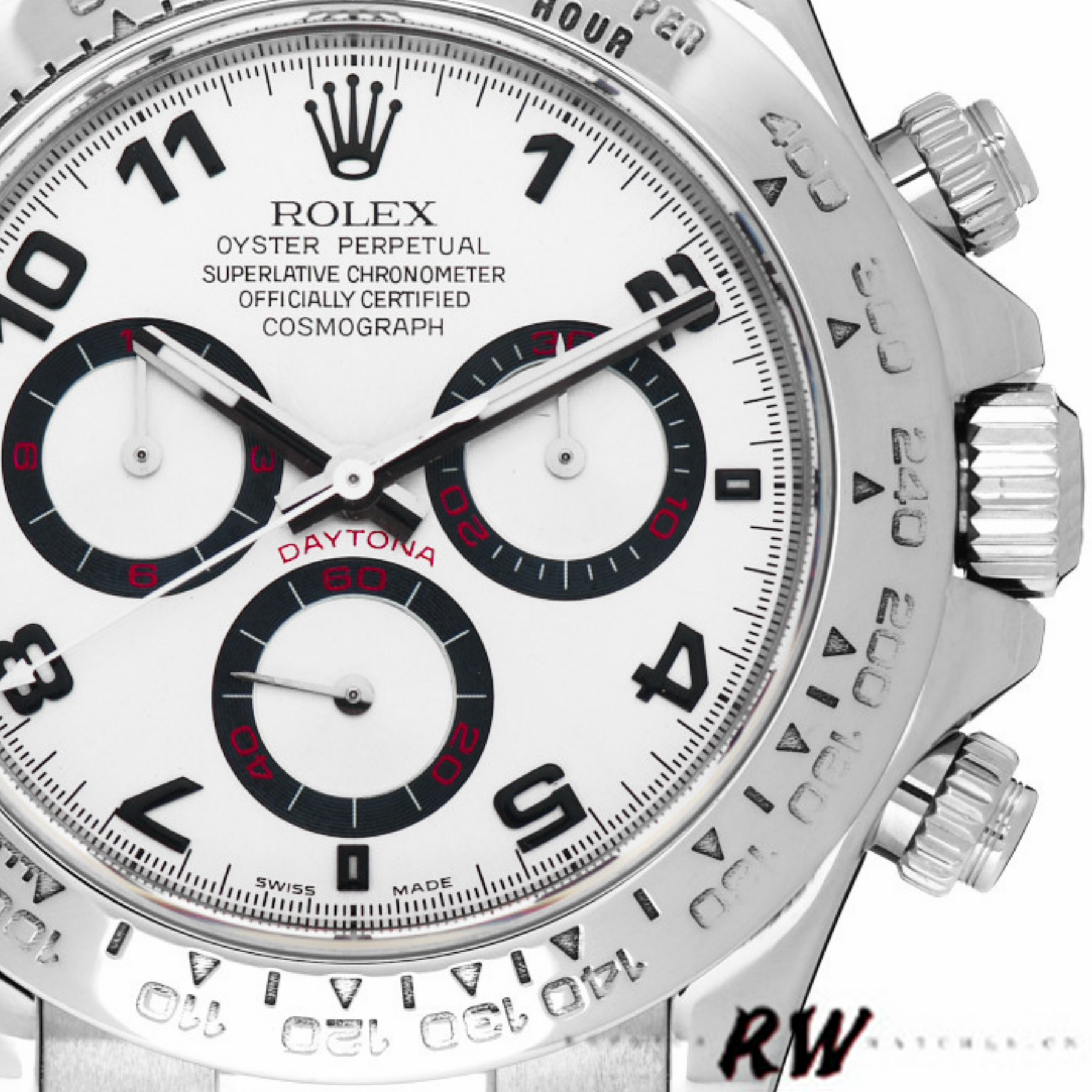 White Dial Black Alligator Leather Strap Chronograph 40mm Mens