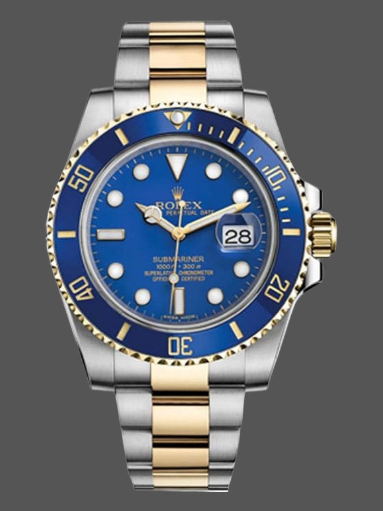 Blue Dial Two Tone Diver 40mm Mens