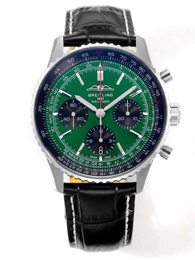 Green Dial Racing Chronograph Deep Blue Slide Rule Automatic Watch