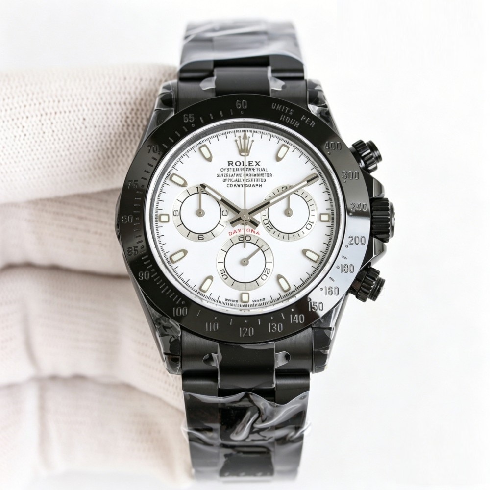 Contrast Dial Chronograph Watch - Black Ceramic Bezel 40mm Automatic Racing Timepiece