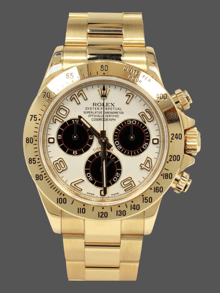 White Arabic Dial Yellow Gold Chronograph 40mm Mens