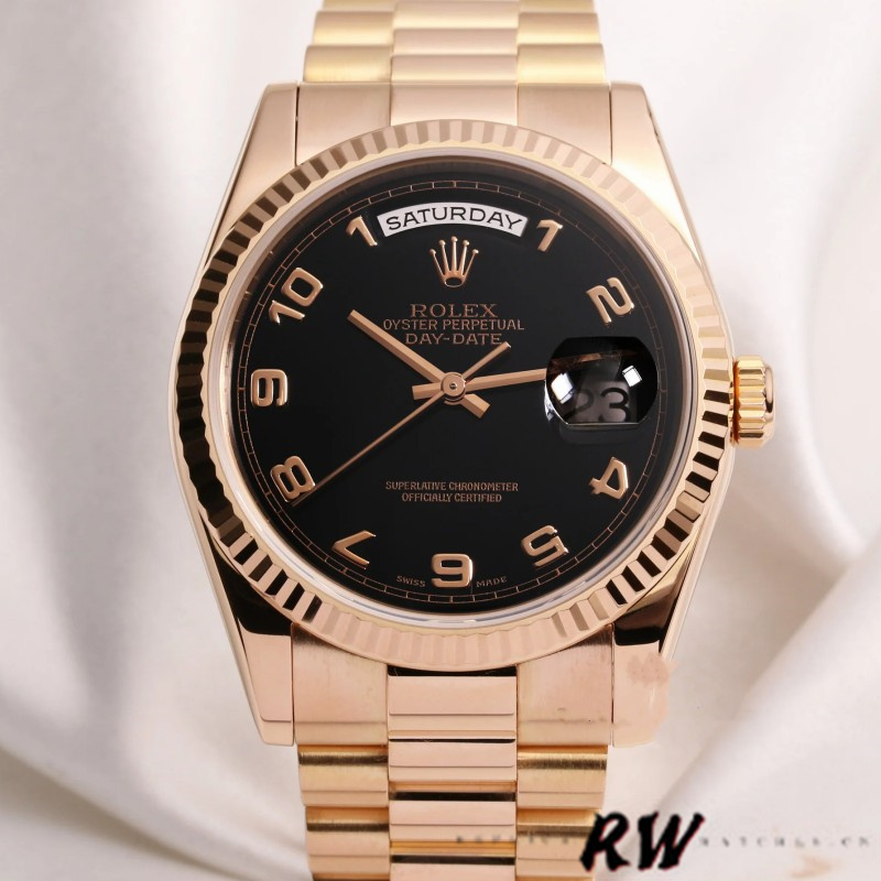 Rose Gold Black Arabic Dial Date