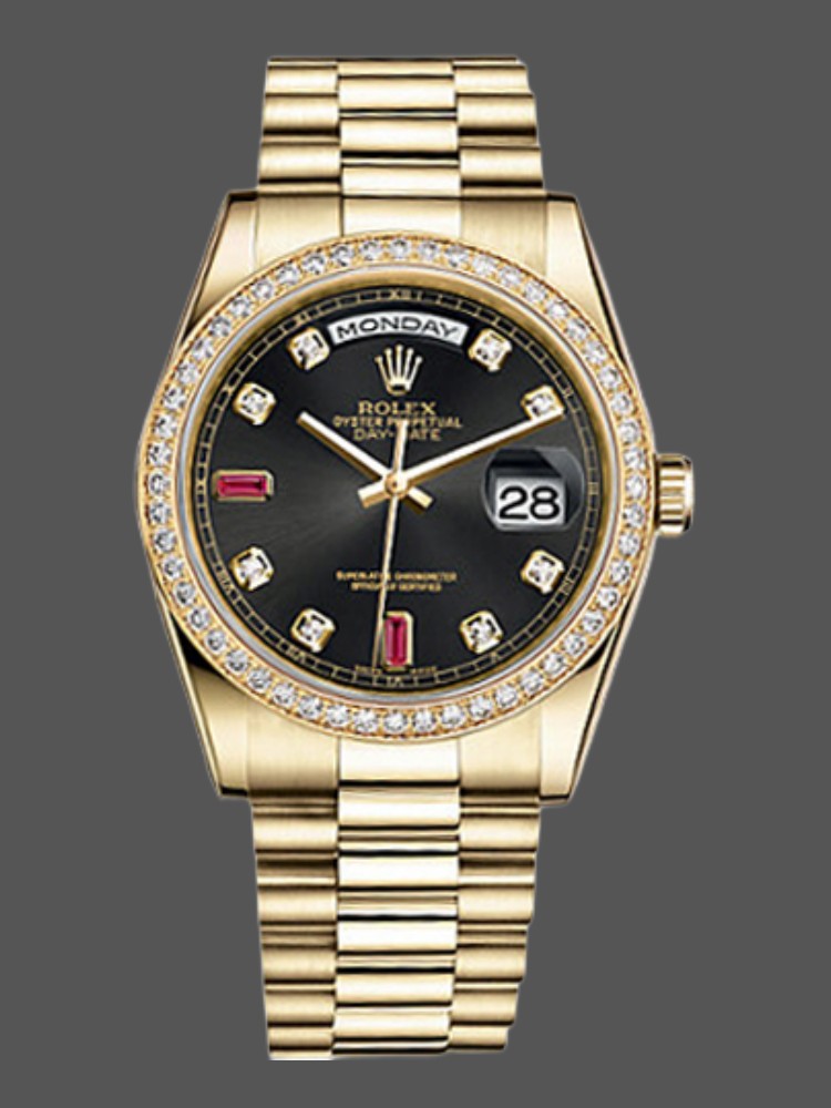 Black Diamond Dial Yellow Gold Date