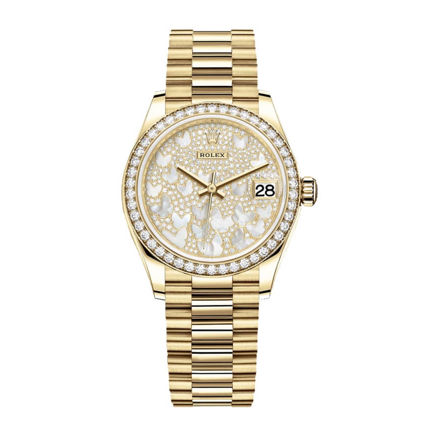 Butterfly Mother Of Pearl Dial Rose Gold 28mm Lady