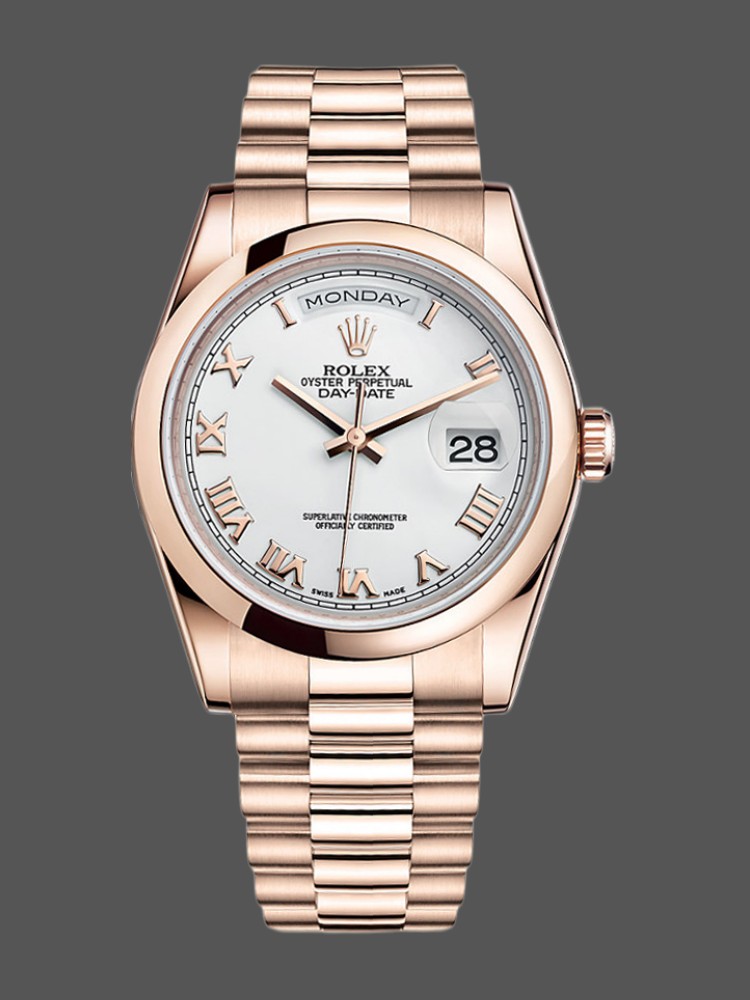 White Dial Rose Gold Date 36mm Unisex