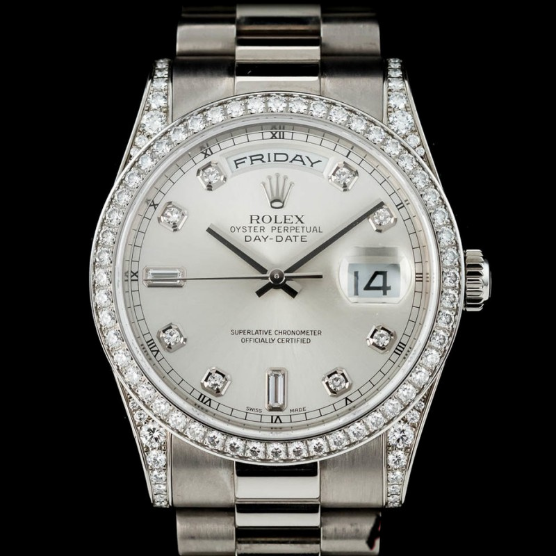 White Gold Silver Diamond Dial