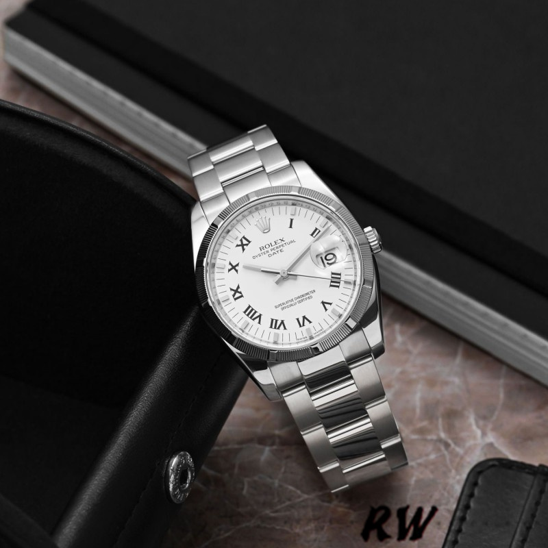 White Roman Numeral Dial Date 34mm Unisex
