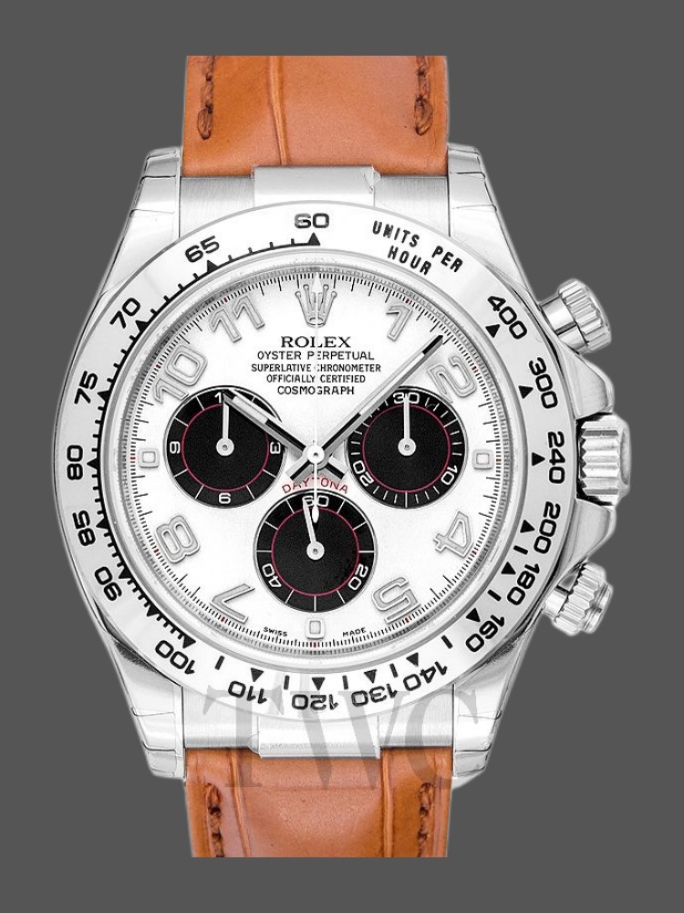 Panda Dial Brown Leather Strap Chronograph 40mm Mens