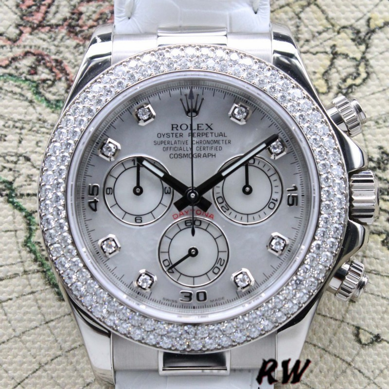 White MOP Diamond Dial White Gold 40mm Men