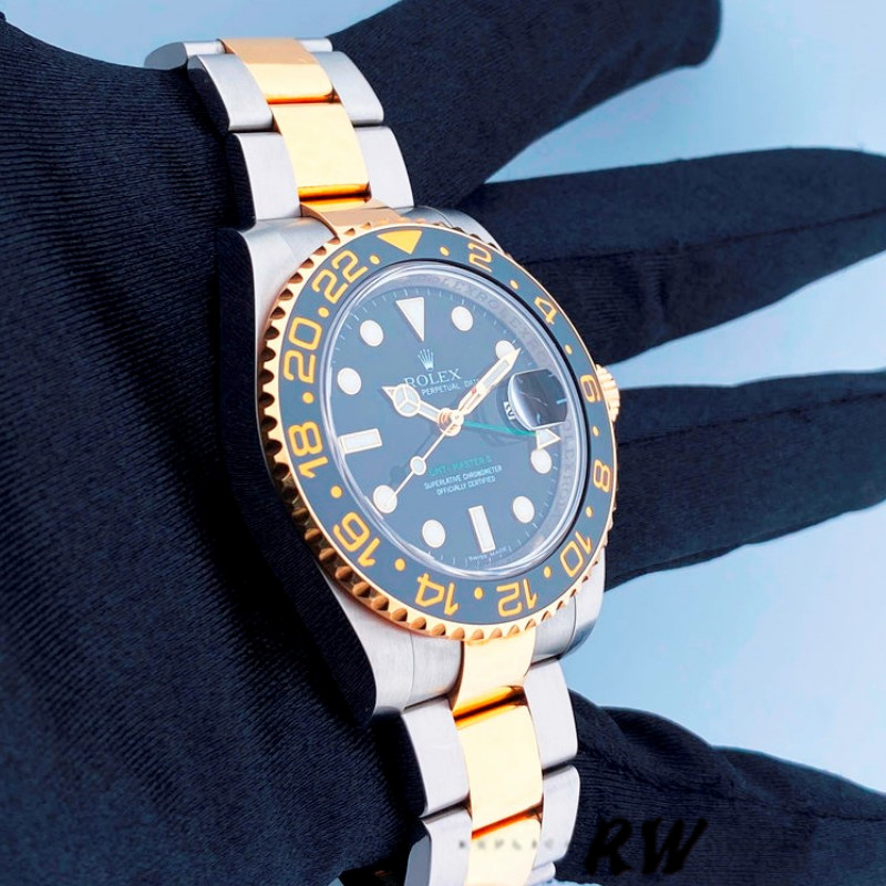 Black Dial Two Tone Dual Time 40mm Mens