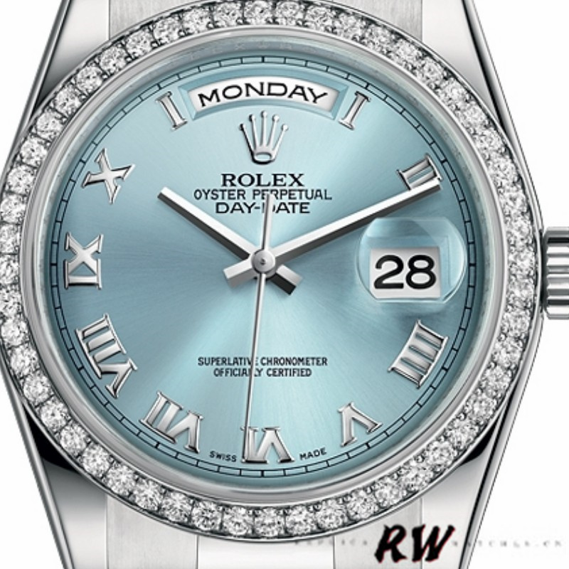 Roman Ice Blue Dial Platinum Date