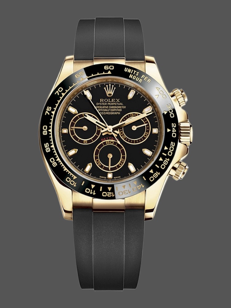 Black Dial Yellow Gold Chronograph 40mm Mens