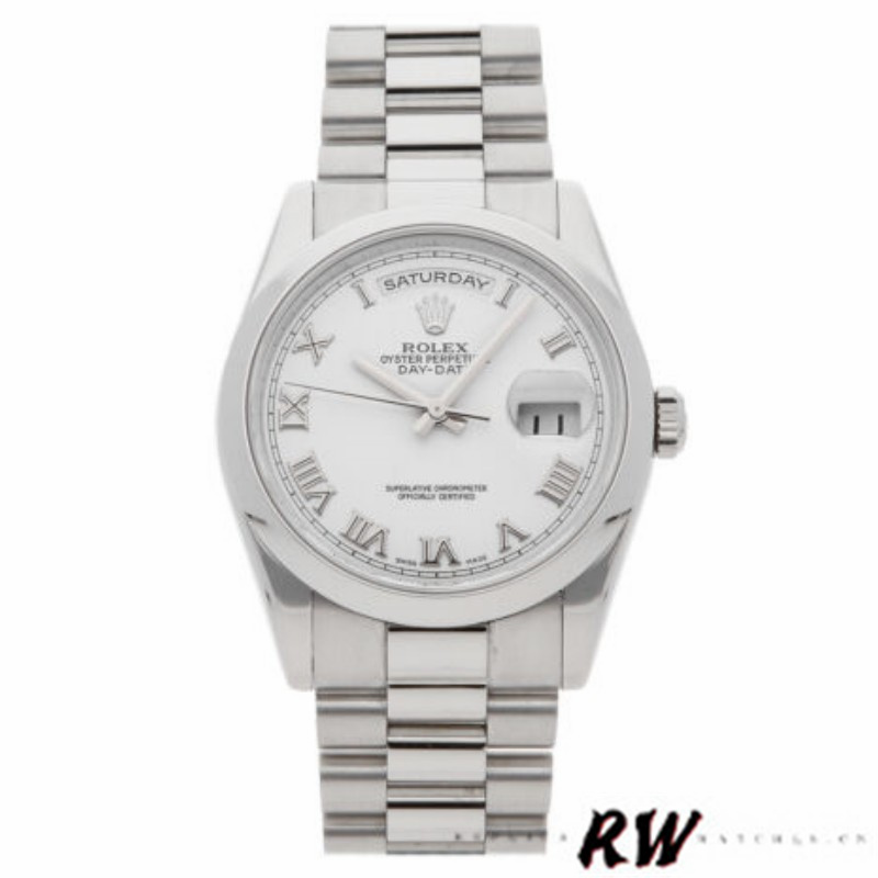 White Roman Numeral Dial Platinum Date