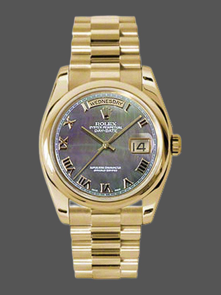 Dark Mother of Pearl Dial Yellow Gold Date 36mm Unisex