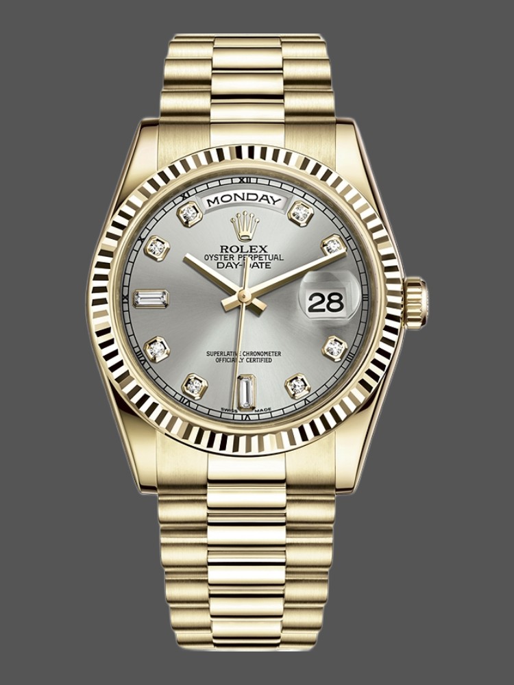Silver Diamond Dial Date