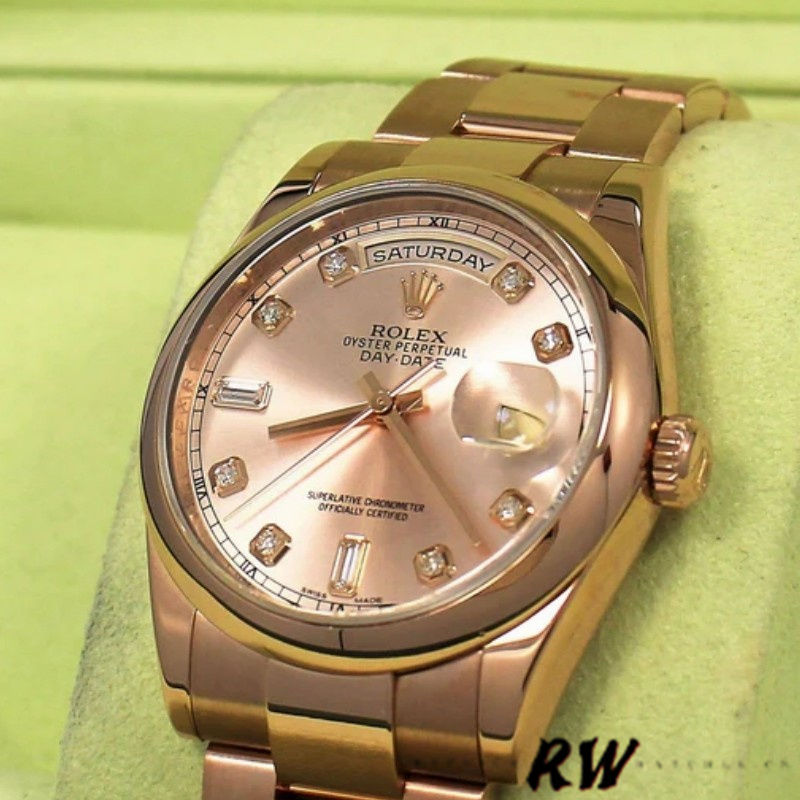 Pink Diamond Dial Rose Gold Date 36mm Unisex