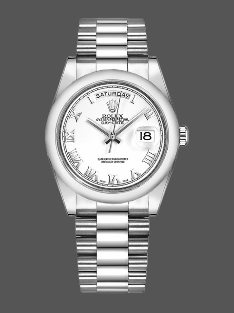 White Roman Numeral Dial Platinum Date