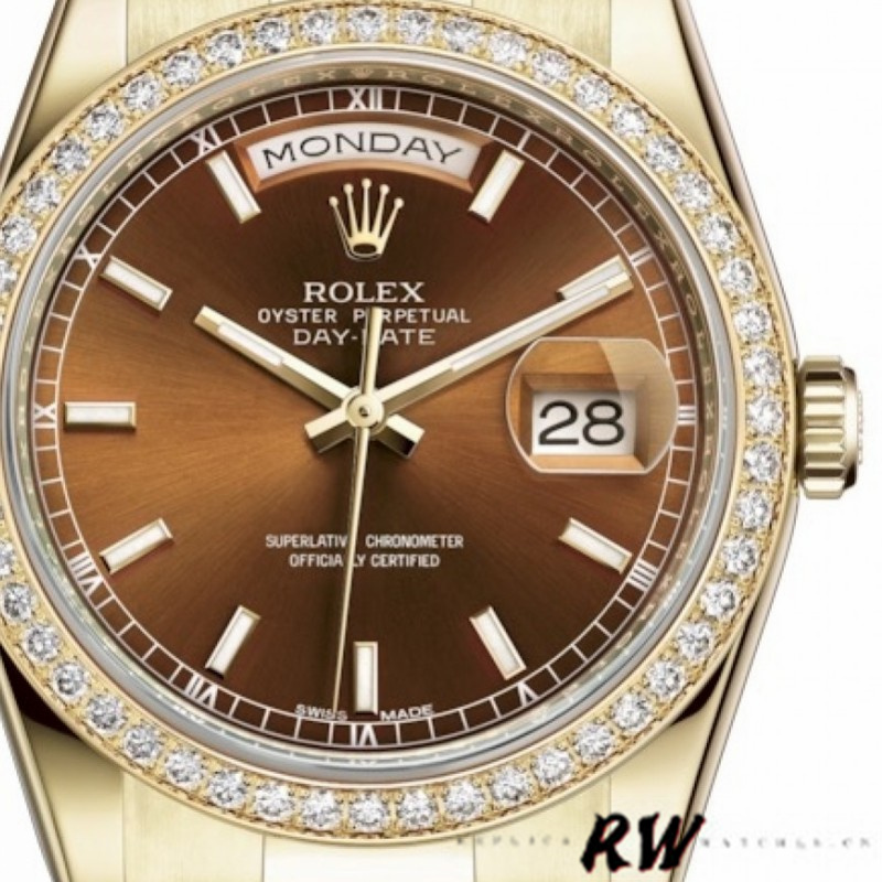 Chocolate Brown Dial Yellow Gold Date