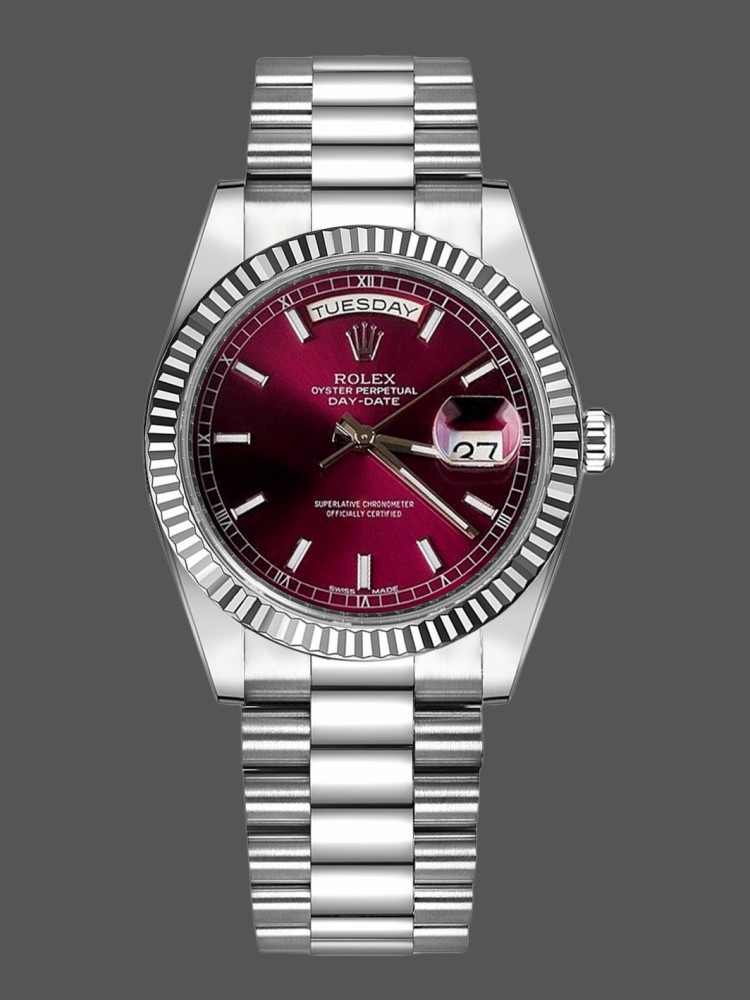 Cherry Red Dial Fluted Bezel Date