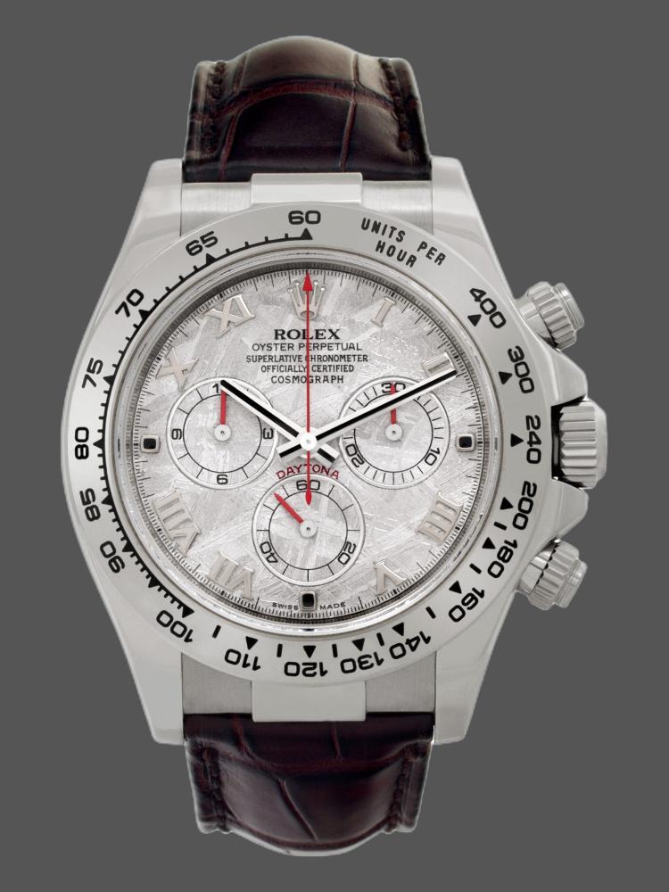 Meteorite Dial Brown Leather Strap Chronograph 40mm Mens
