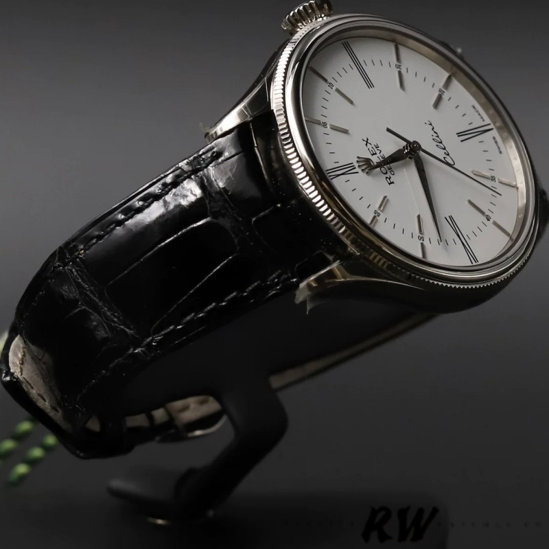 White Dial Black Leather Strap