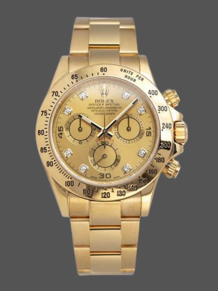 Champagne Diamond Dial Yellow Gold Chronograph 40mm Mens