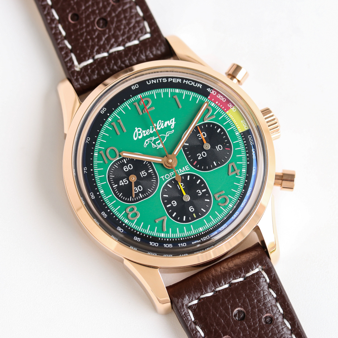 Vintage Racing Chronograph | 42mm Rose Gold-Toned Case Racing Green Arabic Dial